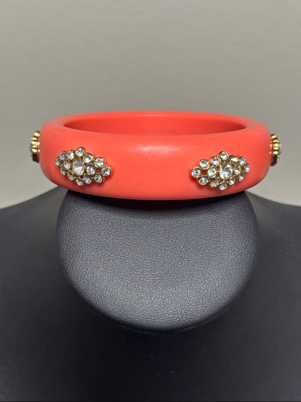 Rare Juicy Couture Orange Chunky Bangle Rhinestone Gild Tone Bracelet